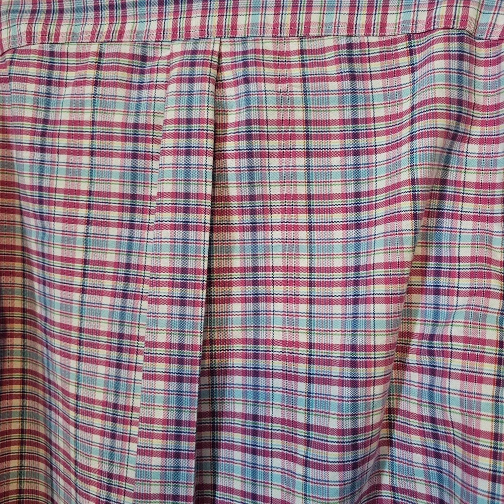 Ralph‎ Lauren Blue and Pink Plaid Longsleeve Button Front Polo Men's Size Large
